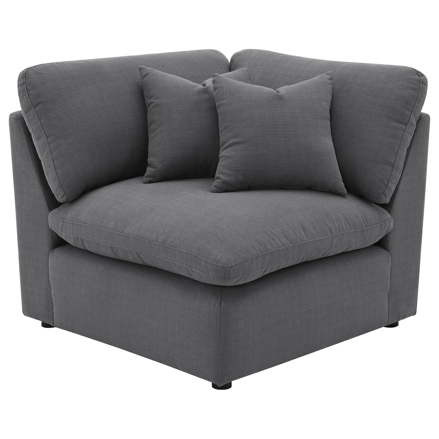 6 Piece Upholstered Modular Sectional Sofa With Reversible Cushions And Ottoman - Charcoal