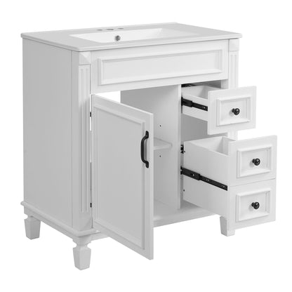 Bathroom Vanity With Sink, Cabinet With 2 Drawers And Adjustable Shelf