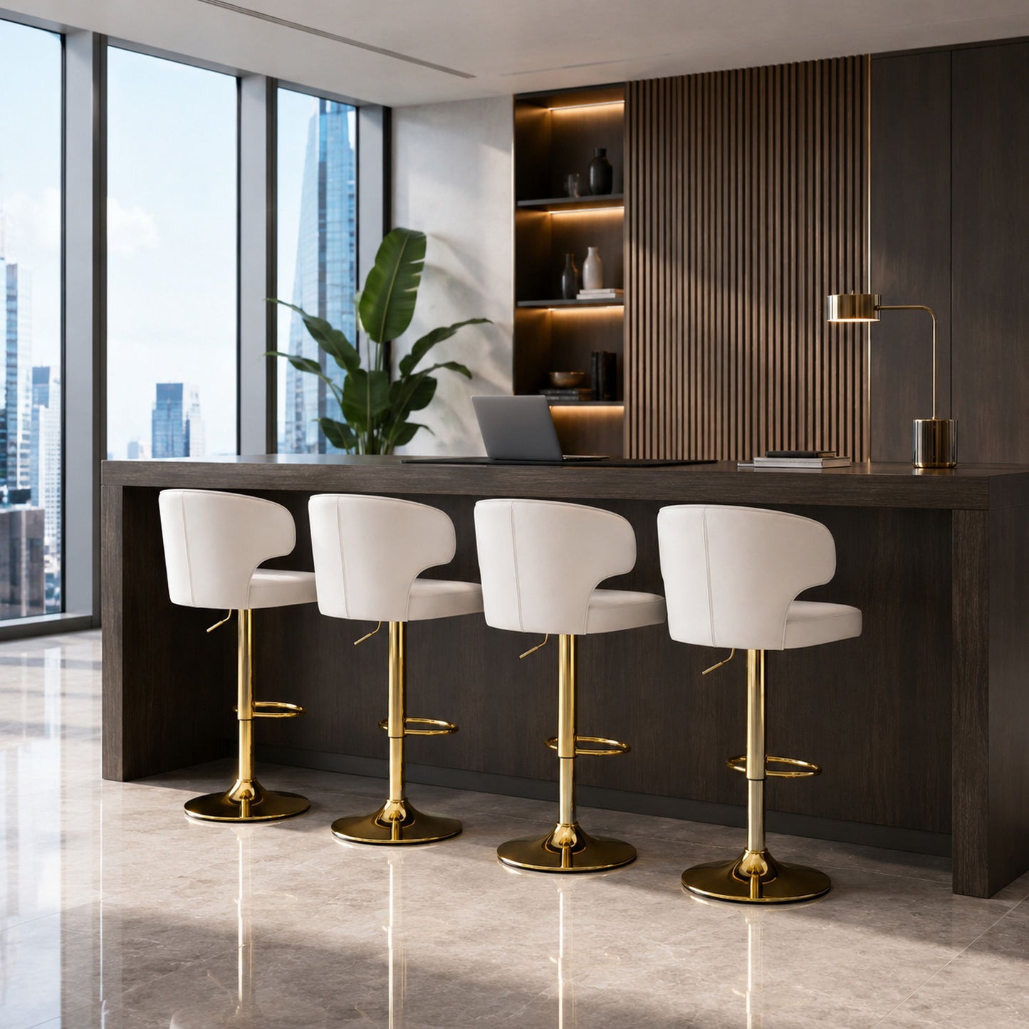 Adjustable Swivel Bar Chair With High Back Support