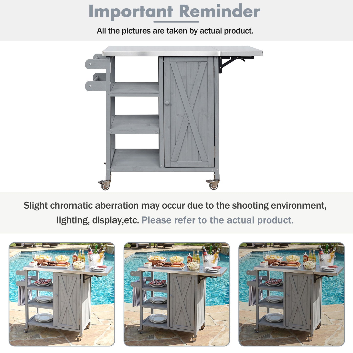 Foldable Outdoor Kitchen Island With Storage Cabinet