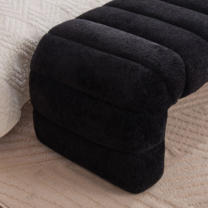 Modern Upholstered Armless Bed Bench With Channel Tufted Design
