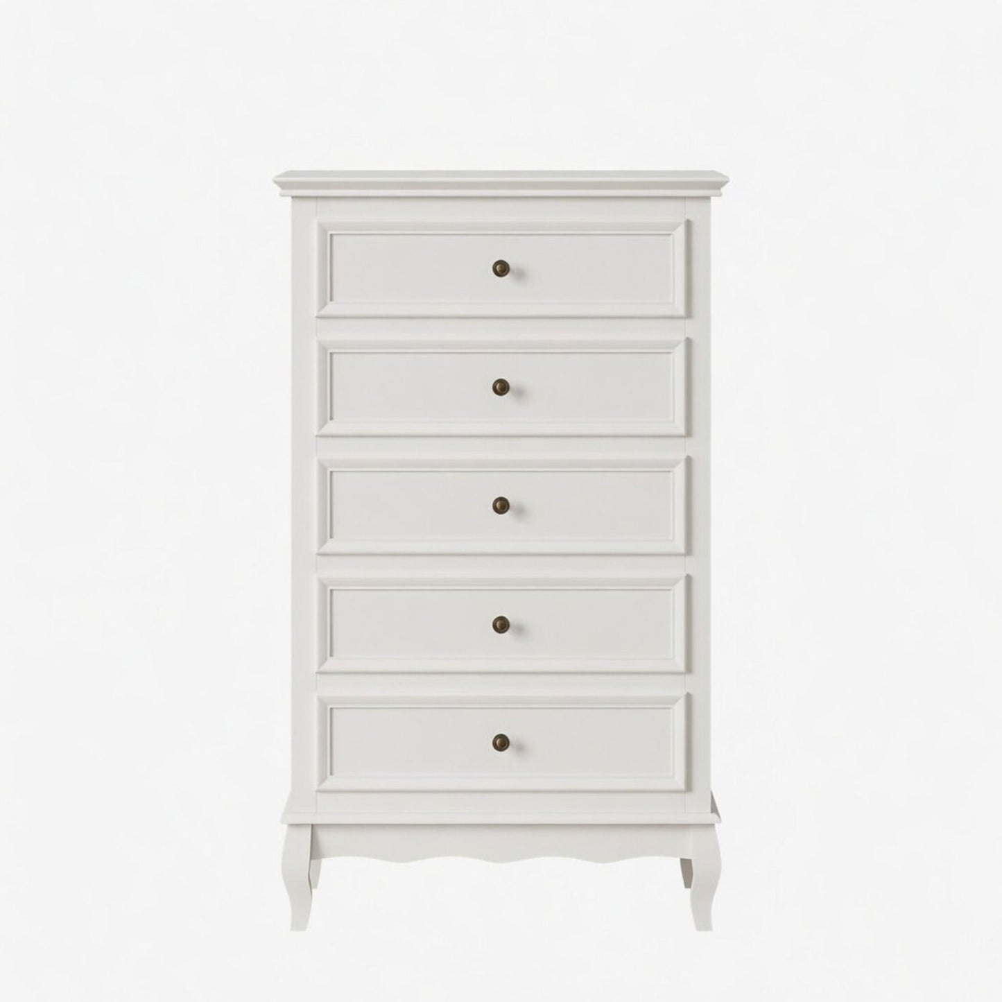 5 Drawer Tall Wide Chest Of Drawers - White