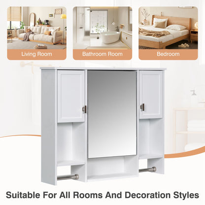 Wall Mounted Bathroom Storage Cabinet With Mirror, Medicine Cabinet With Towel Bar