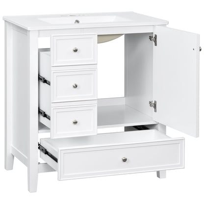 Modern Bathroom Vanity With Sink, 1 Cabinet & 3 Drawers
