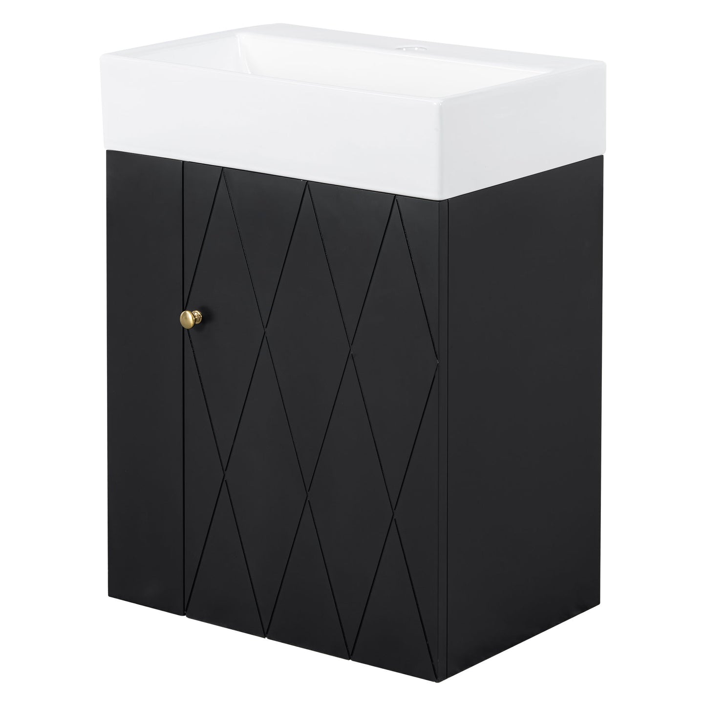 Modern Bathroom Vanity With Sink, Diamond Pattern Doors