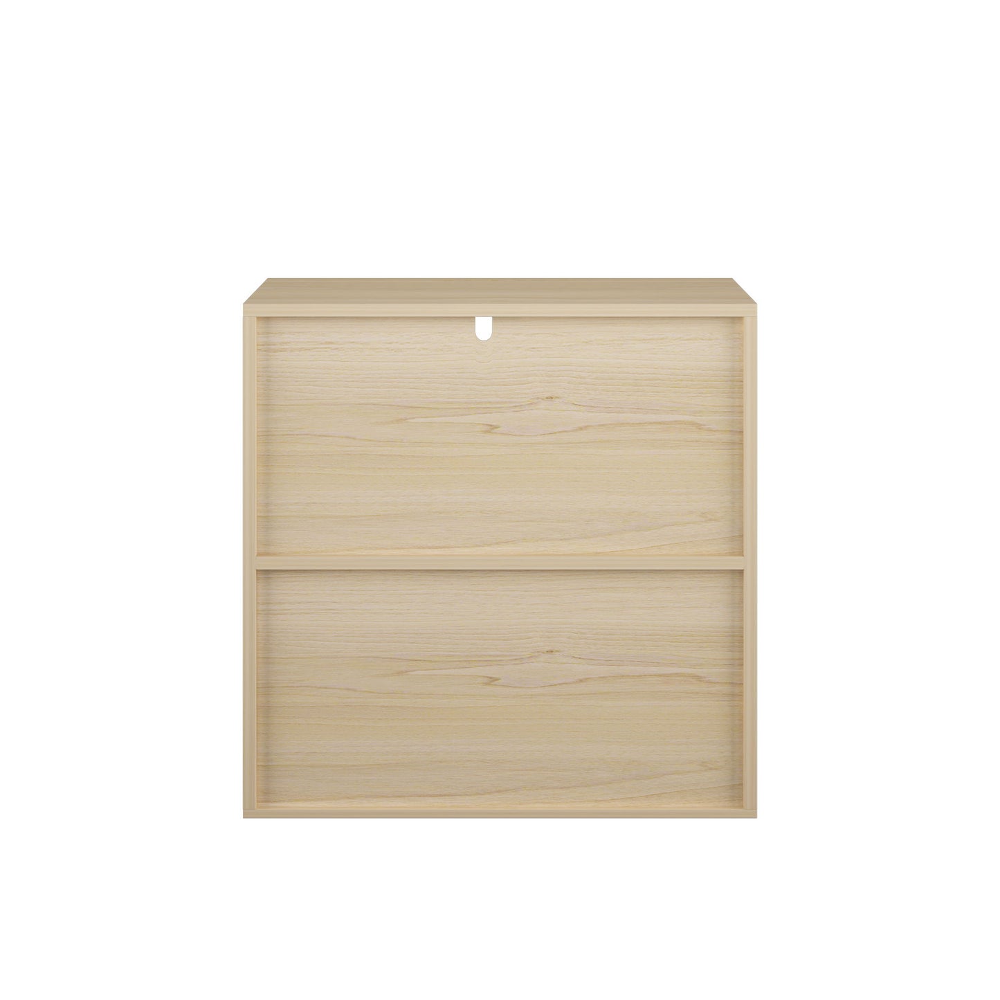 Storage Cabinet With Sliding Doors, 2 Tier Open And Closed Shelves Organizer - Natural / White