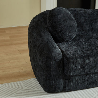 Curved Convertible Sofa, 2 In 1 Frameless Folding Sofa Bed With Pull Out Base And Deep Seat