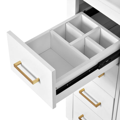 Ceramic Sink Combo, Freestanding Vanity Set With 3 Drawers & Soft Closing Doors