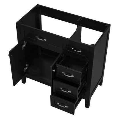 Modern Bathroom Vanity Base Only, 2 Doors And 3 Drawers