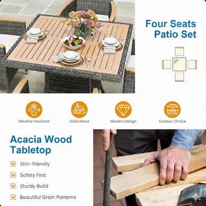 All-Weather Square Rattan Patio Dining Table