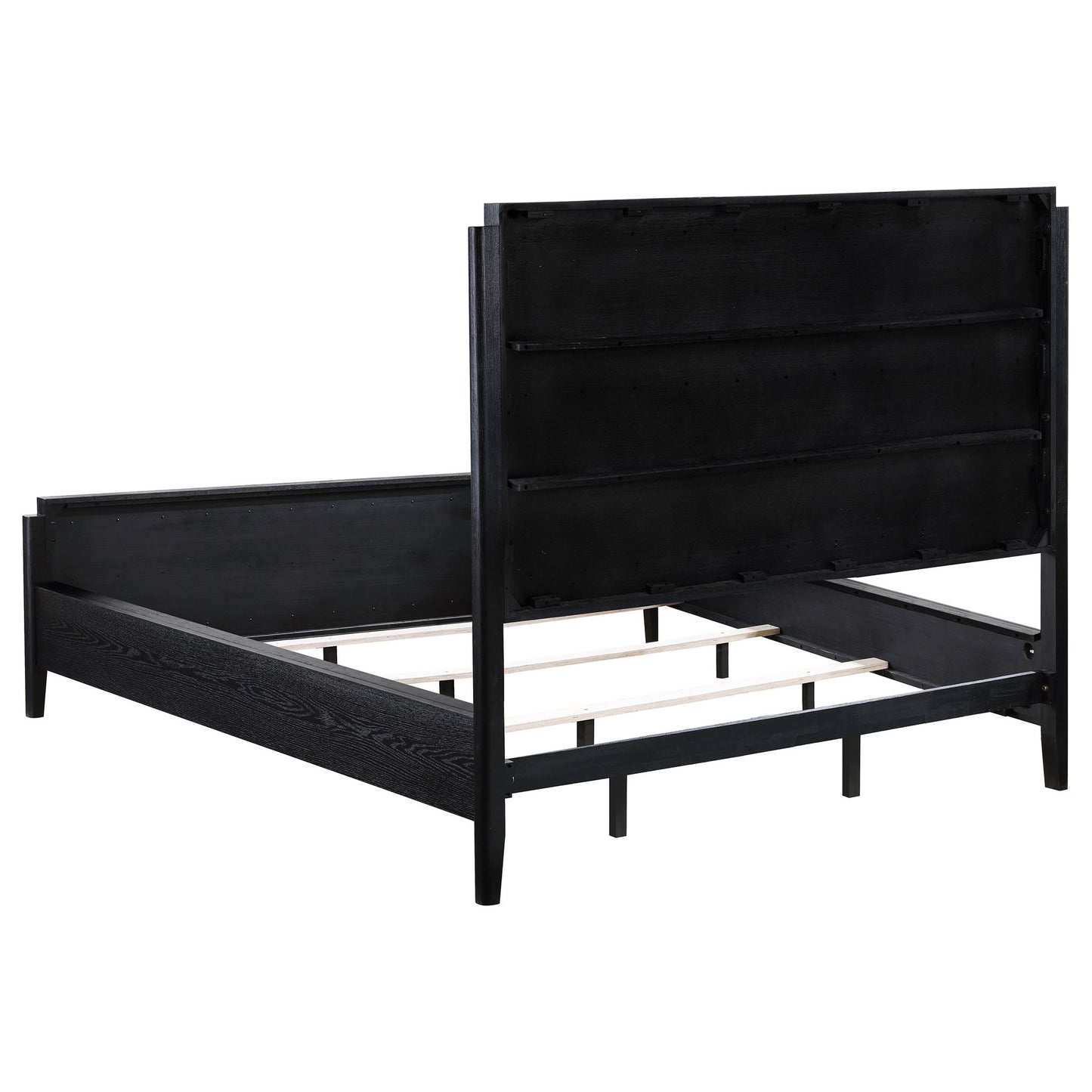 California King 5 Piece Bedroom Set With Fluted Detailing - Black