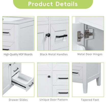 Modern Bathroom Vanity With Sink Combo, 3 Drawers