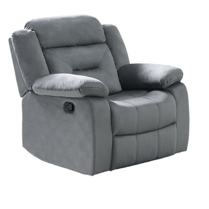 Modern Manual Recliner With Padded Seat And Pillow Arms