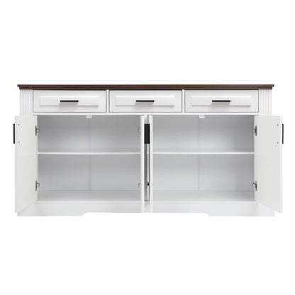 Fluted Sideboard Buffet Cabinet With 4 Doors And 3 Drawers