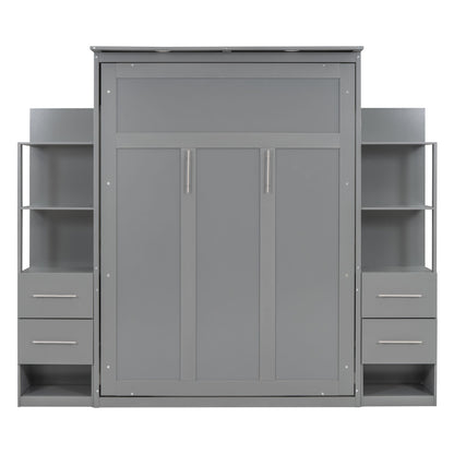 Murphy Wall Bed With LED Lights, Shelves And Drawers