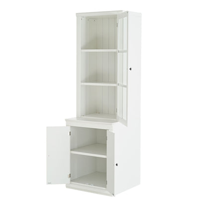 Retro Style Hutch Cabinet With Glass Door, China Cabinet For Home