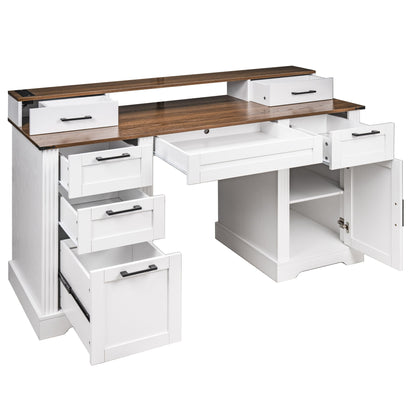 Office Desk With Charging Station & Storage Cabinet
