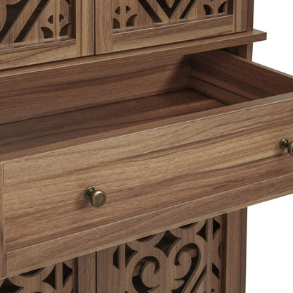 4 Door Cabinet With 1 Drawer, With 4 Adjustable Inner Shelves, Storage Cabinet