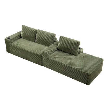 Cloud Sectional Couch, Modular Sectional Sofa With Deep Seat, Boneless Couches With L-Shape Chaise For Living Room - Green