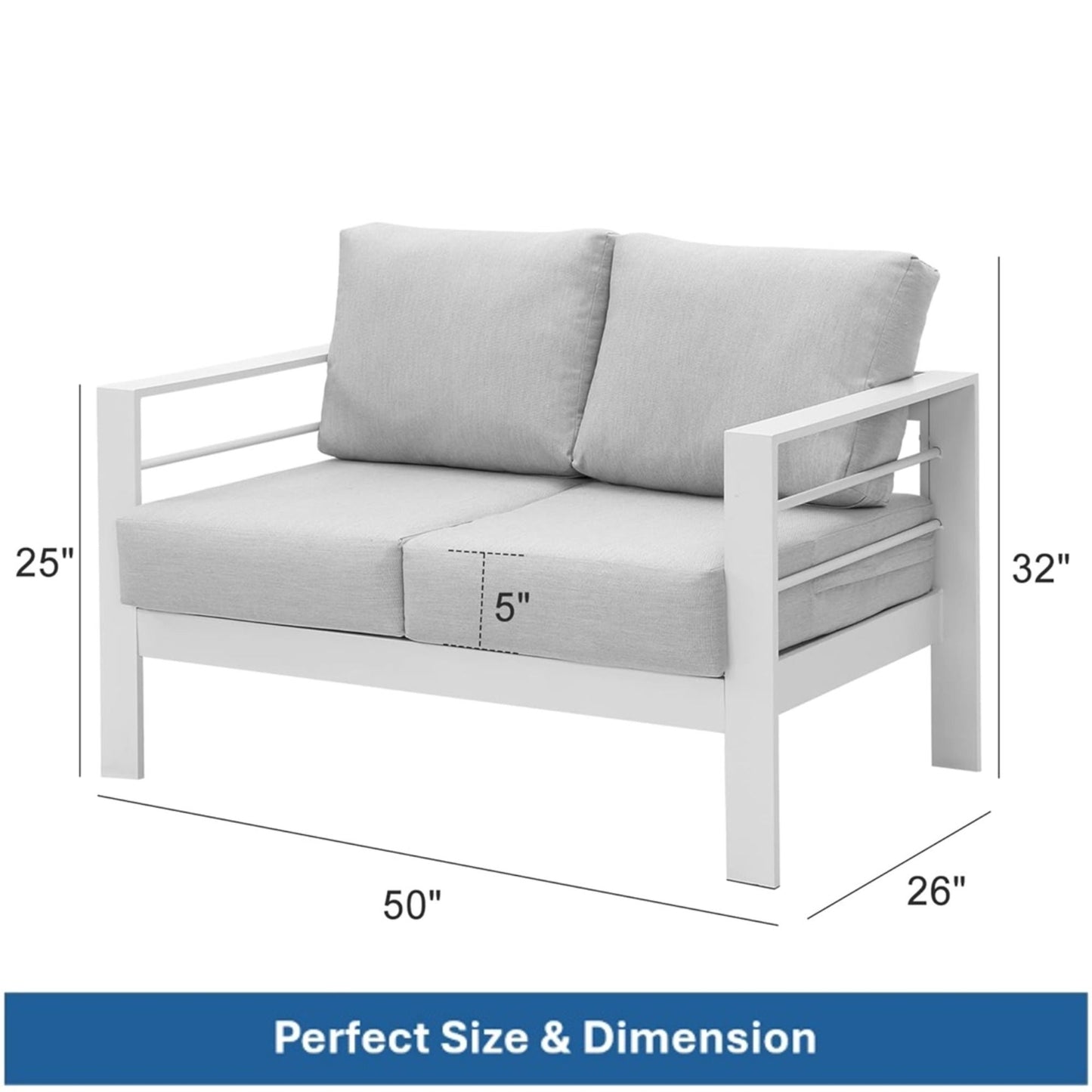 Patio All-Weather Loveseat With Thick Cushions