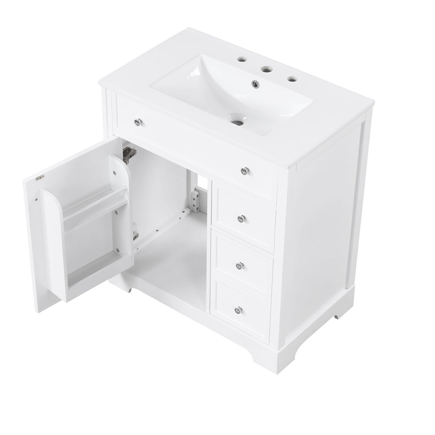 Bathroom Vanity With Sink Top, Cabinet With Door And 2 Drawers - White
