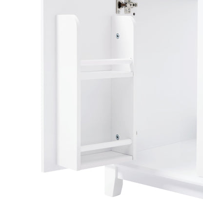 Bathroom Vanity With Double Sinks, 3 Drawers & 4 Doors - White