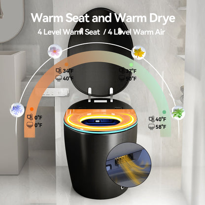 Unique Smart Toile With Built In Bidet, Auto Open / Close Seat, Foot Sensor, LED Display, Night Light, Warm Water & Dryer Ceramic
