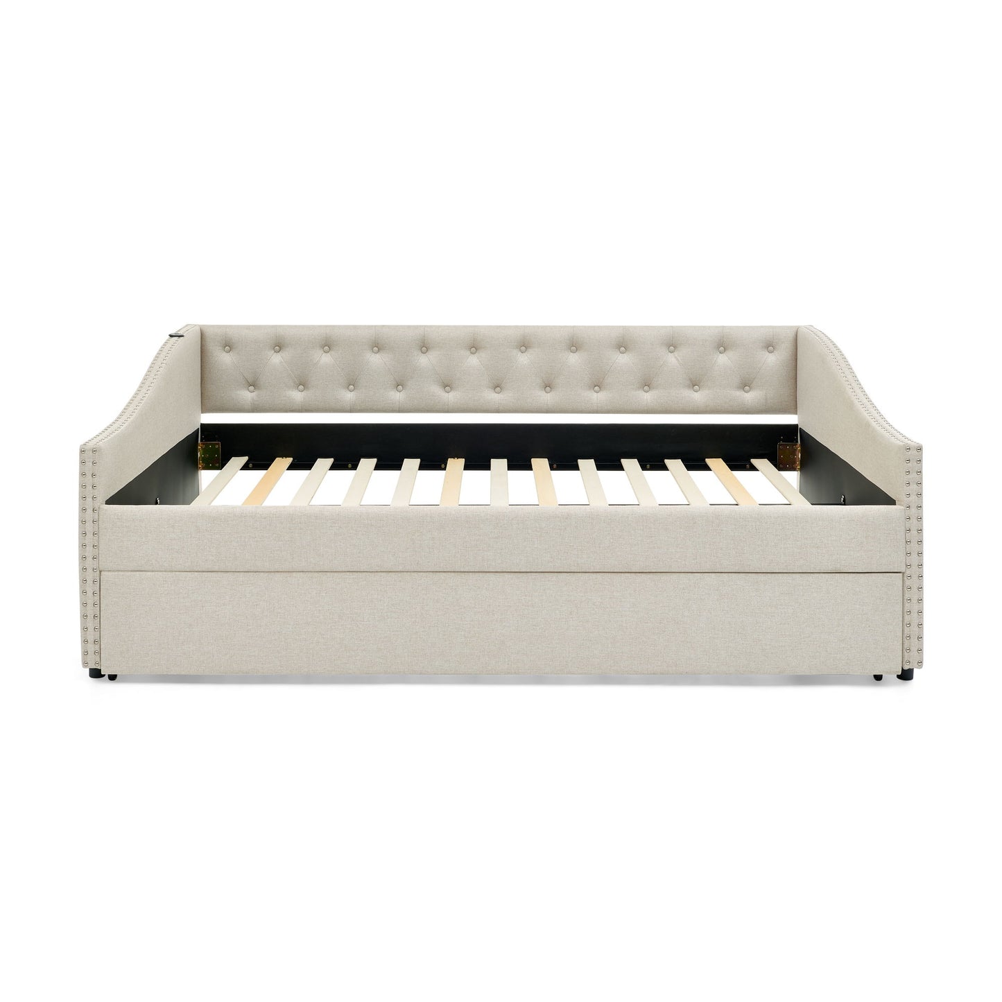 Upholstered Daybed With USB Charging & Pull Out Bed