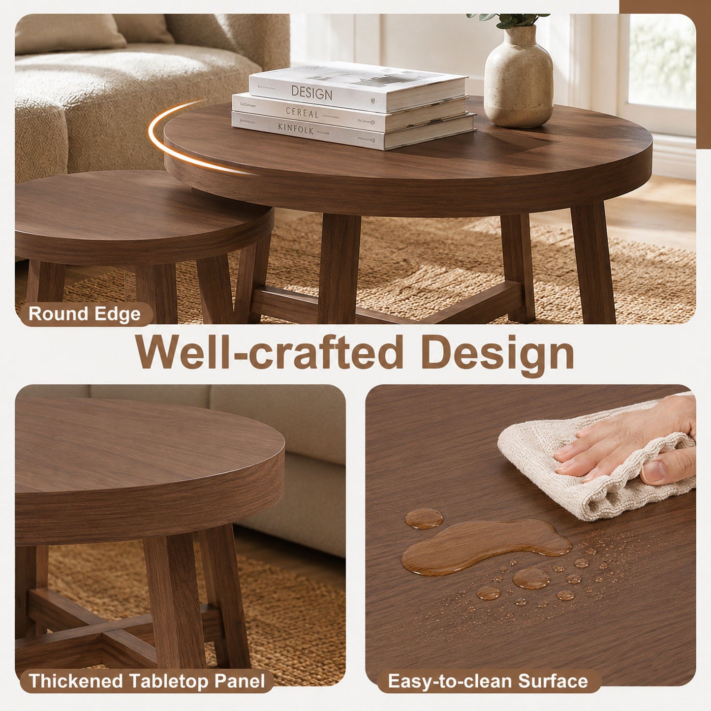 Round Nesting Stackable Tables For Living Room