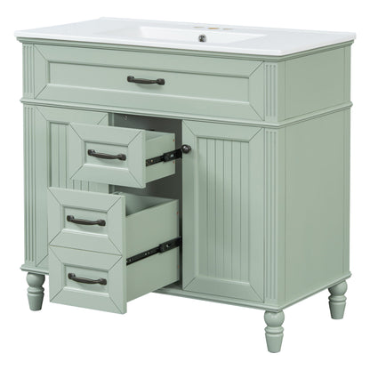 Bathroom Vanity With Sink, Flip-Out Top Drawer, Soft Close Doors, 2 Storage Drawers