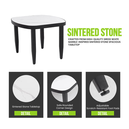 Outdoor Conversation Set With Chairs, Bench Sofa, Tables, Sunbrella Cushions