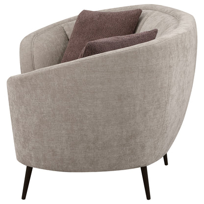 Saanich - Upholstered Curved With Plump Accent Pillows - Beige