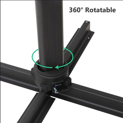 Round Cantilever Patio Umbrella With 360 Rotation & Infinite Tilt Adjustment