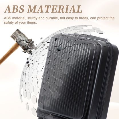 Luggage Set With Cosmetic Case, Combination Lock, Front Opening Design