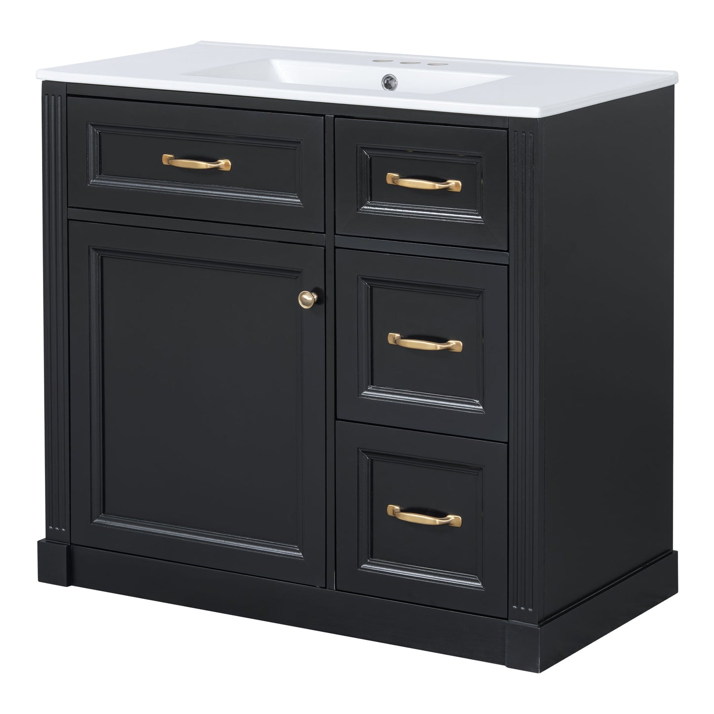 Modern Bathroom Vanity With Sink, 4 Drawers, Soft-Close Door, Adjustable Shelf