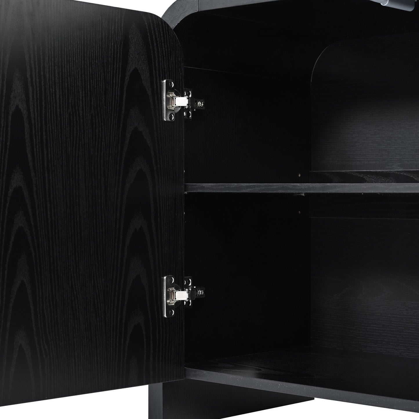 Curved Edge TV Stand With Large Cabinets