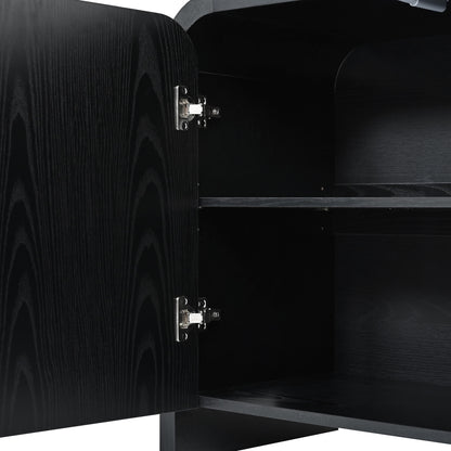 Curved Edge TV Stand With Large Cabinets