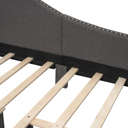Upholstered Daybed With Headboard And Armrest, Support Legs