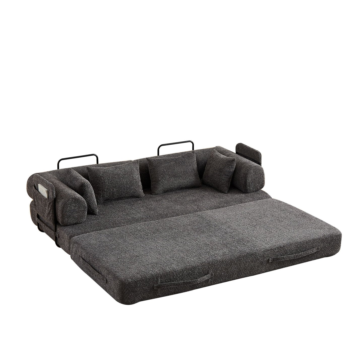 Convertible Sleeper Sofa Bed With Cylindrical Pillow
