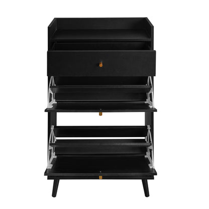 Allen - Rattan 2 Door 1 Drawer Cabinet Shoe Rack For Entrance