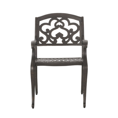 Cast Aluminum Dining Chair With Hand Crafted Details - Copper