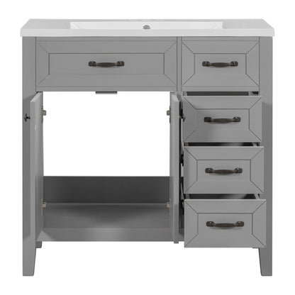 Modern Bathroom Vanity With Sink, Freestanding With Drawers And Doors