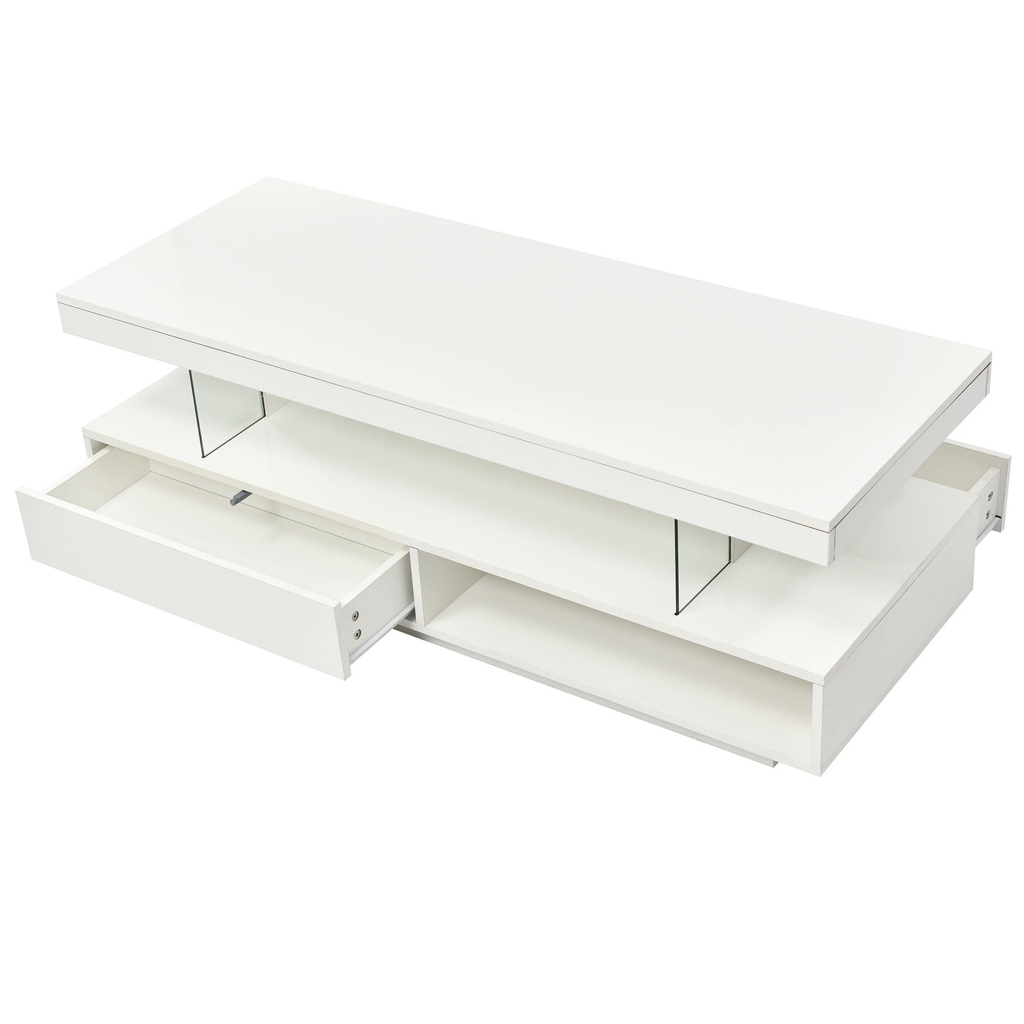 LED Coffee Table With 2 Drawers And Display Shelves