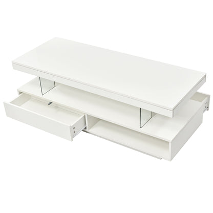 LED Coffee Table With 2 Drawers And Display Shelves