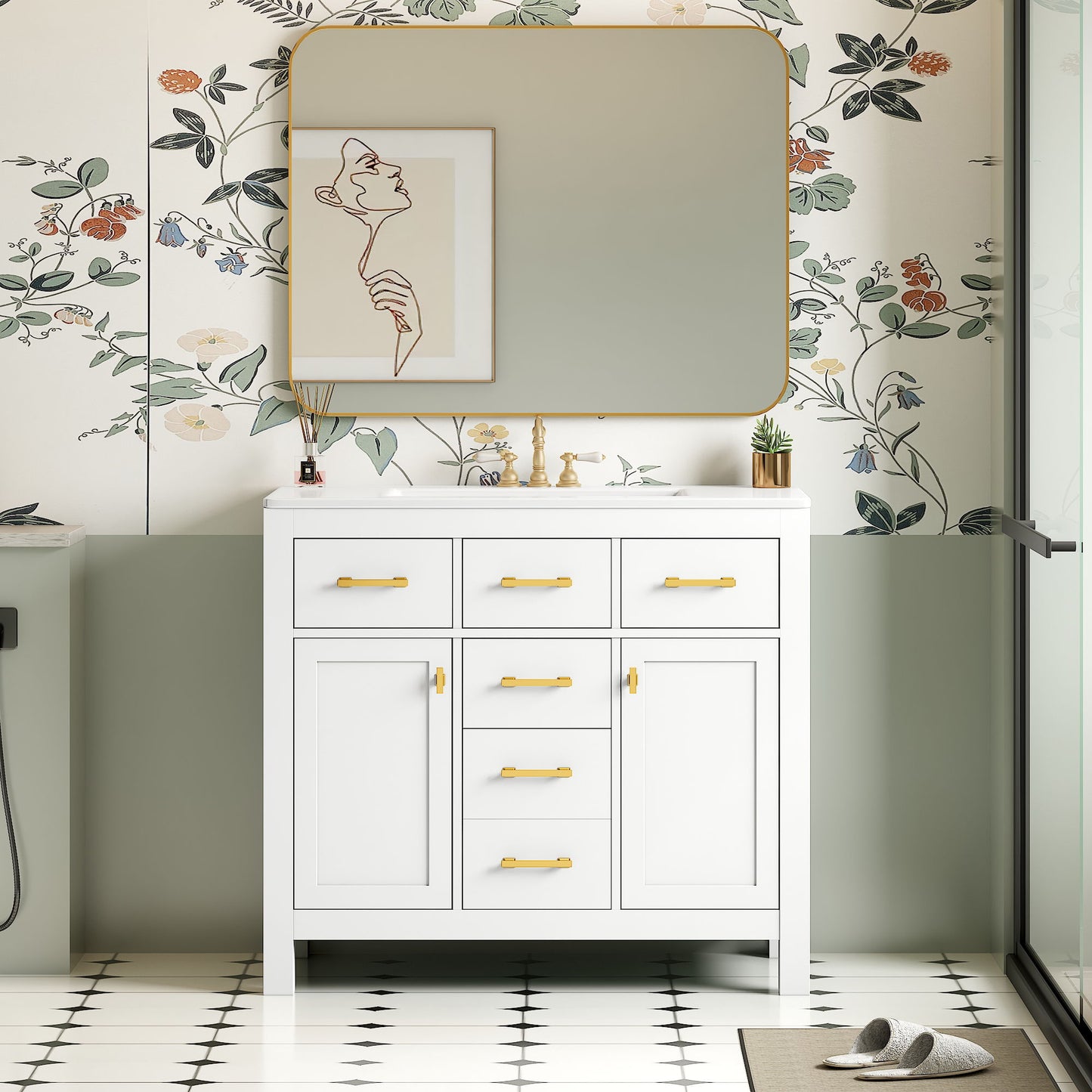 Bathroom Vanity With Sink Combo Set, Modern Bathroom Cabinet With 4 Drawers