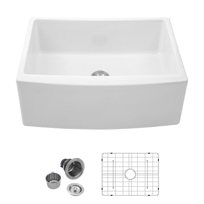 Farmhouse Sink, Apron Front Single Bowl With Arch Edge Design