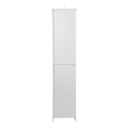 Tall Bathroom Cabinet With Adjustable Shelves, Louvered Door Floor Standing Storage Unit - White