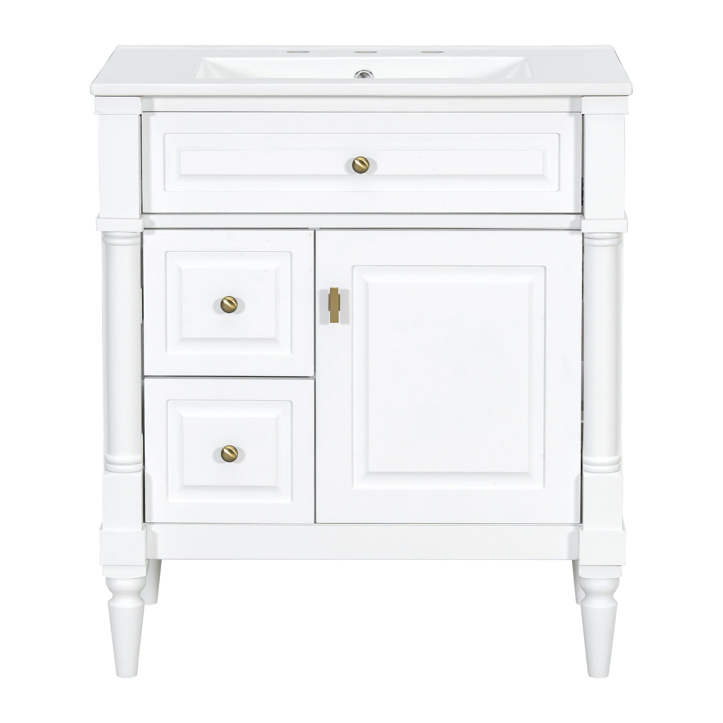 Modern Bathroom Vanity With Sink, Freestanding Cabinet With Flip Drawer & Adjustable Shelf