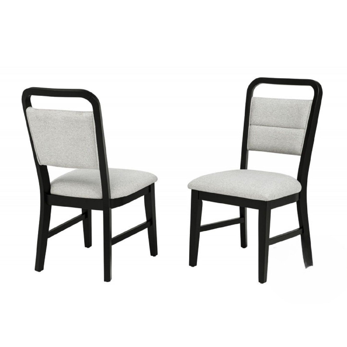 Dining Set With Round Table And 4 Upholstered Chairs - Black / Gray