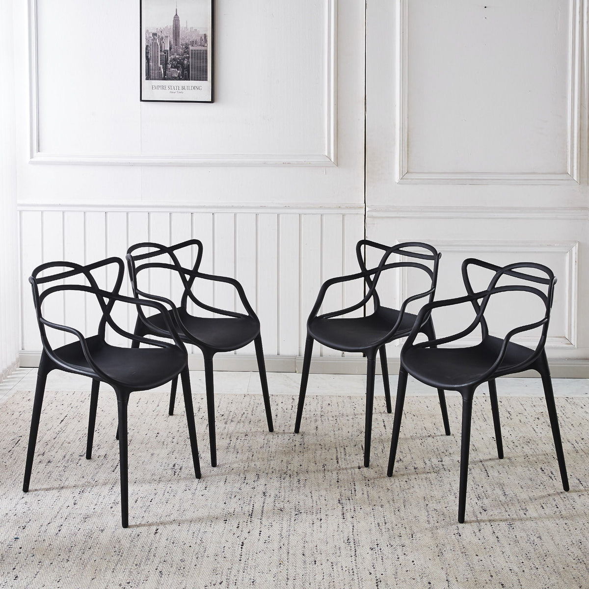 Dining Chair (Set of 4) - Black - Plastic